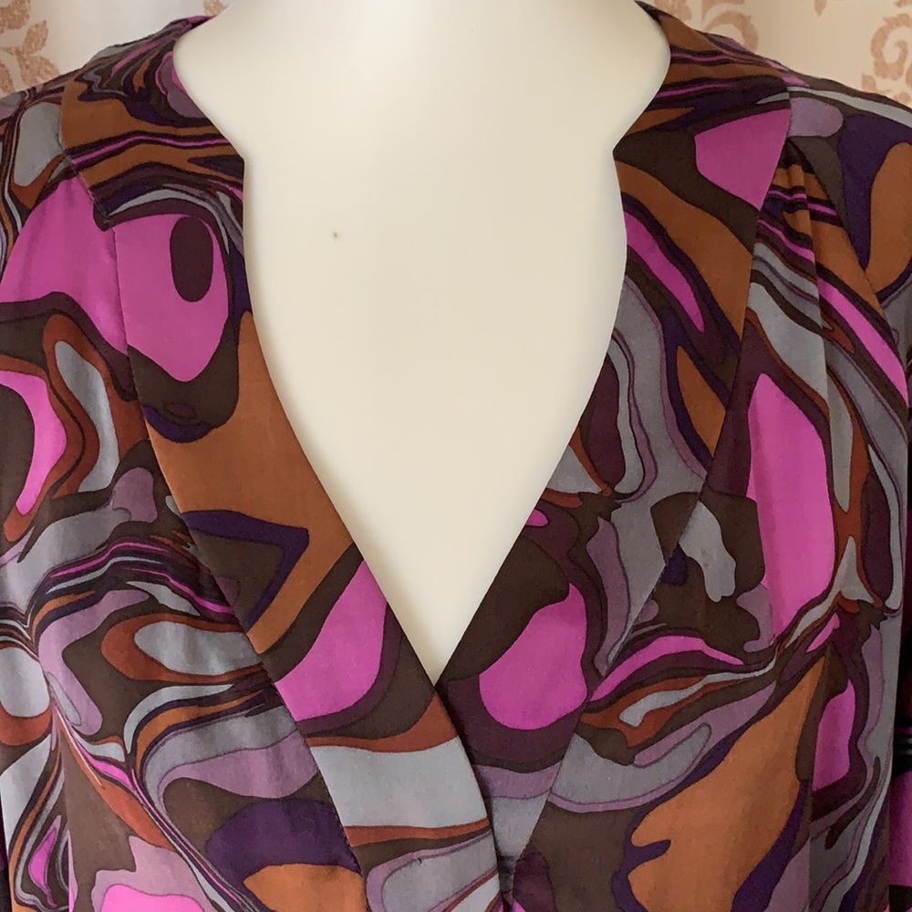 Nanette Lepore 100% Silk funky retro ruffle top S - Picture 3 of 11